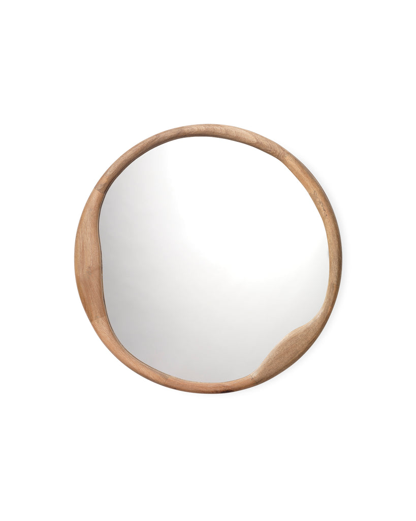 Jamie Young Round Brown Leather Small Mirror