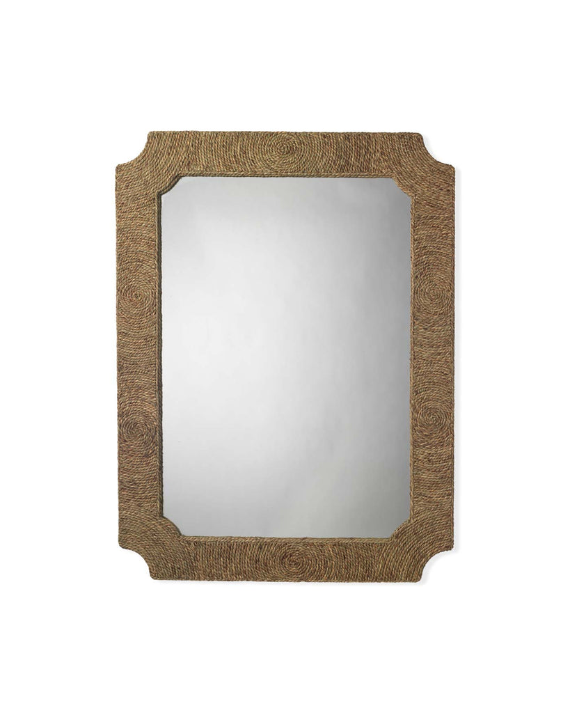 Jamie Young Round Brown Leather Small Mirror